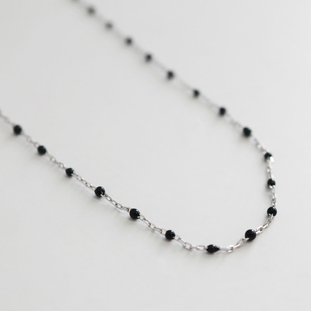 Black Enamel and Sterling Silver Layering Necklace