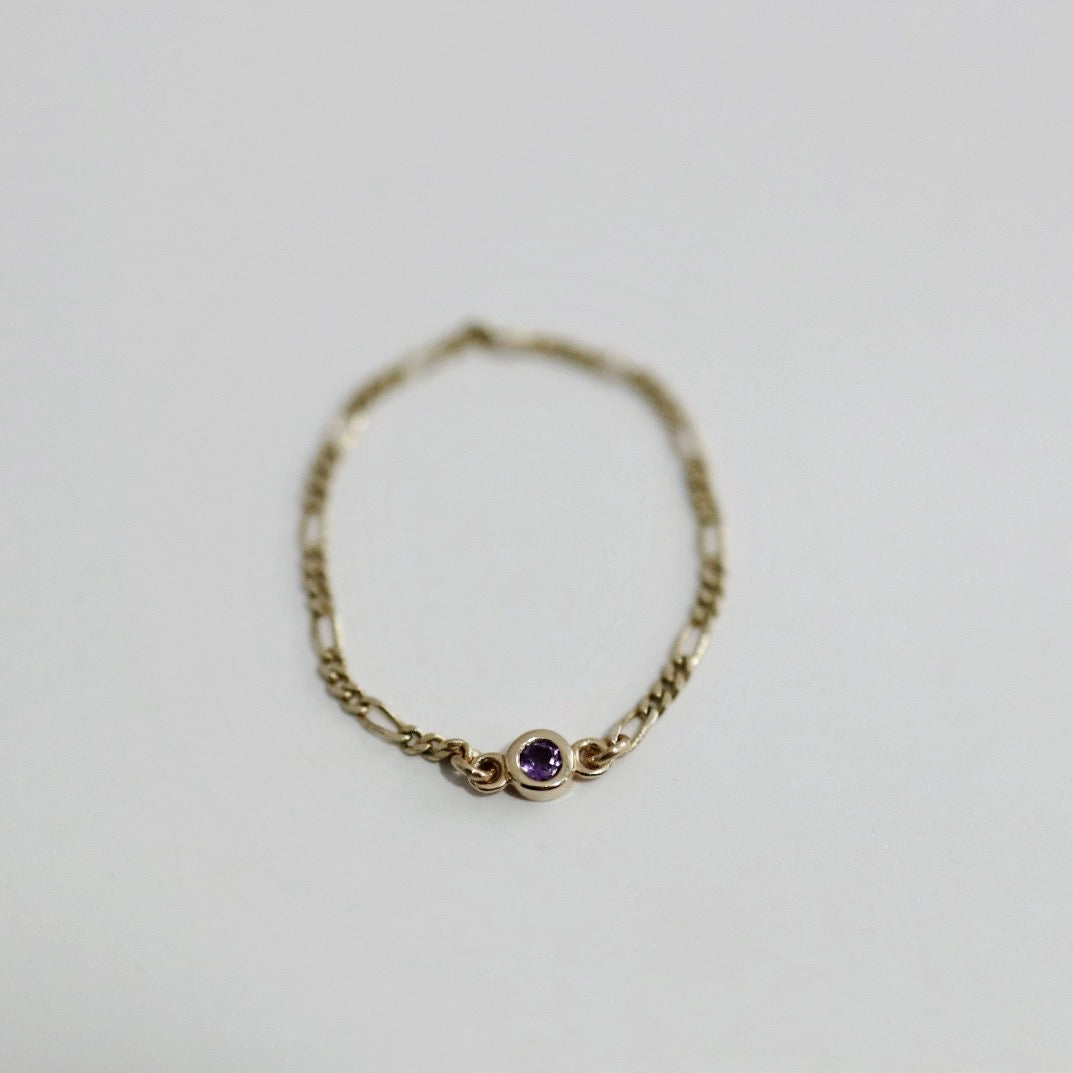 Amethyst and chain ring in  14 Karat Yellow Gold / Ready to Ship size 10.5 (can be made smaller)