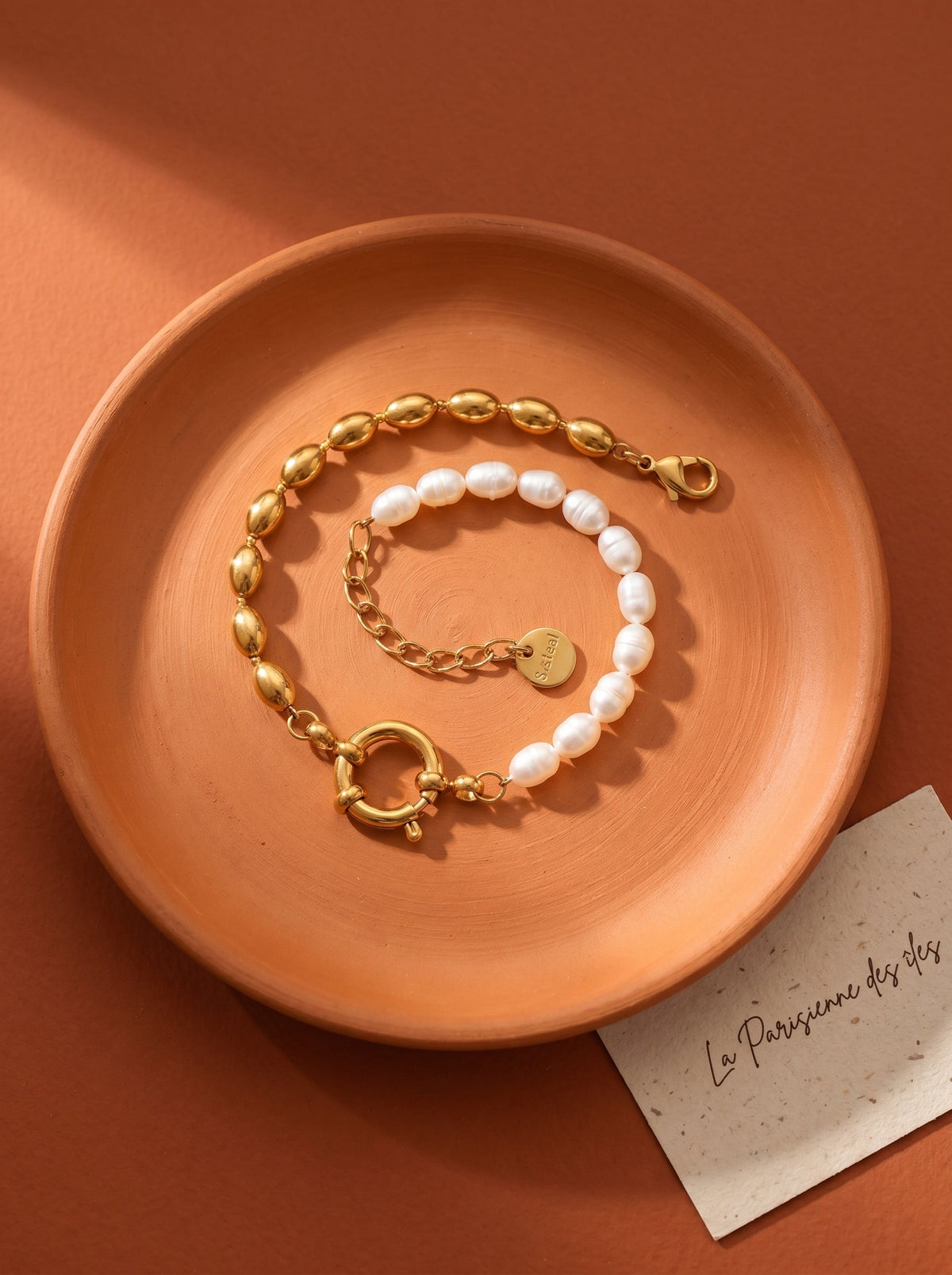 Bracelet Boulogne | Duo Perles d'Eau Douce & Chaîne Dorée – Univers Parisienne Chic
