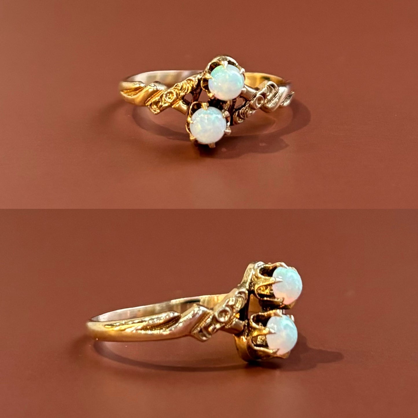 Double Opal Ring | 10K Yellow Gold | Vintage