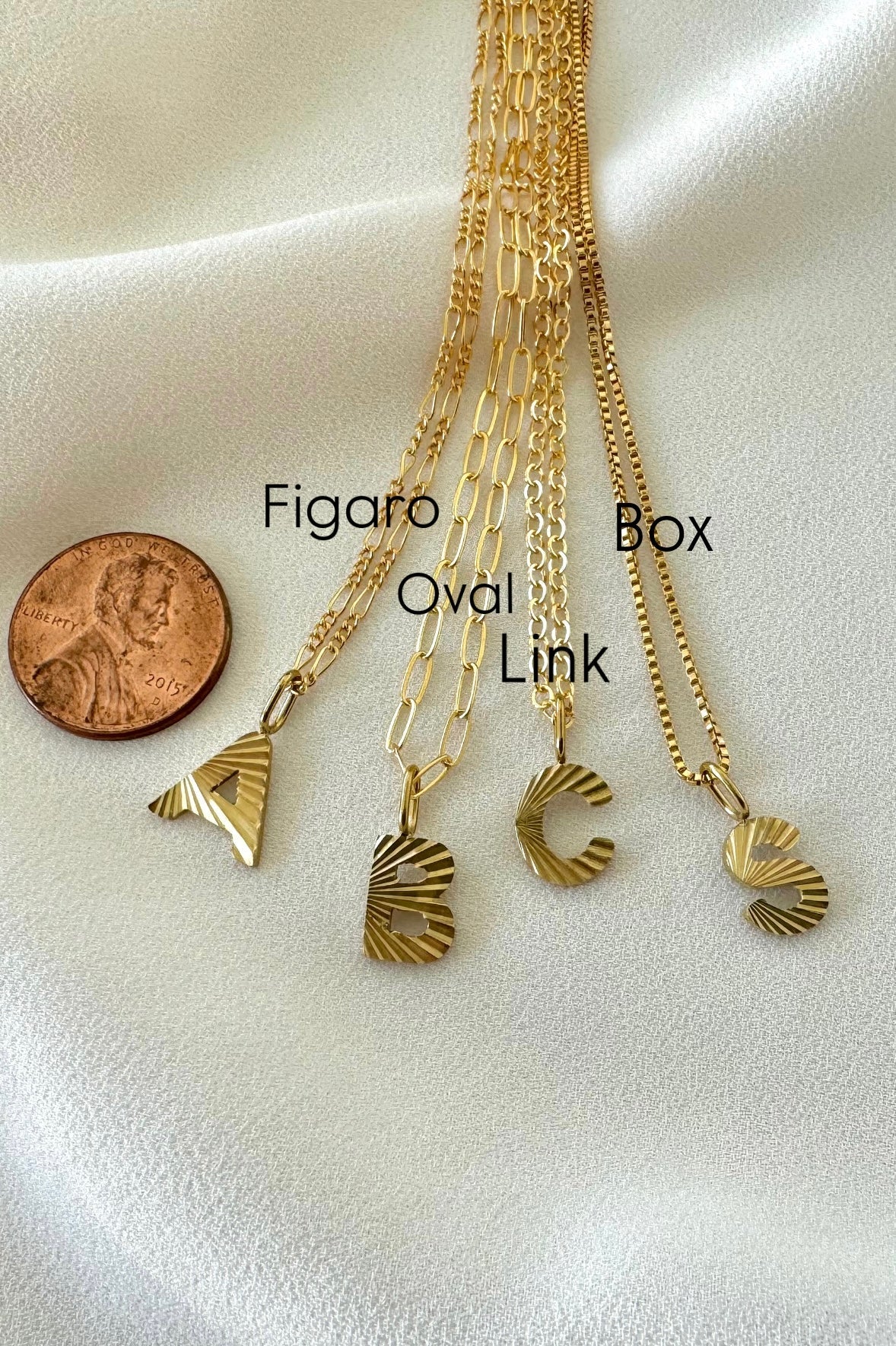 Gold Filled Shiny Reflective Etched Letter Charm Necklace - Initial Pendants - Custom Birthday Gift Jewelry