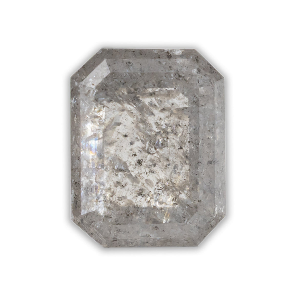 3.11ct 10.03x7.78x3.57mm Emerald Cut Light Grey Salt & Pepper Diamond