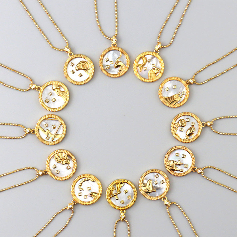 Gnoce Zodiac Sign Coin Fritillary Necklace