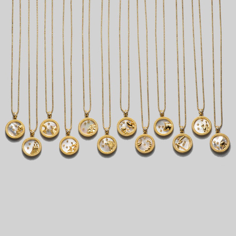 Gnoce Zodiac Sign Coin Fritillary Necklace