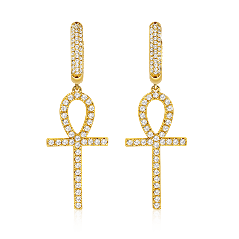 Golden Ankh Men's Dangle Earring