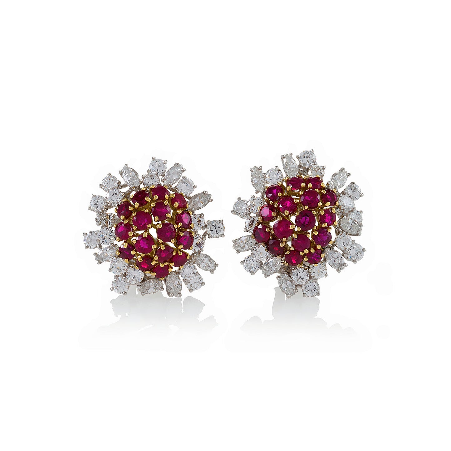 Boucheron Paris Ruby and Diamond Flower Earrings