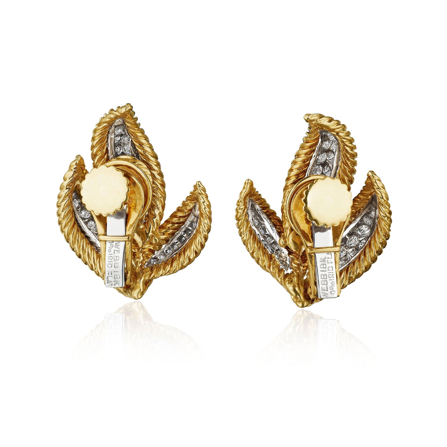 David Webb Diamond Leaf Earrings