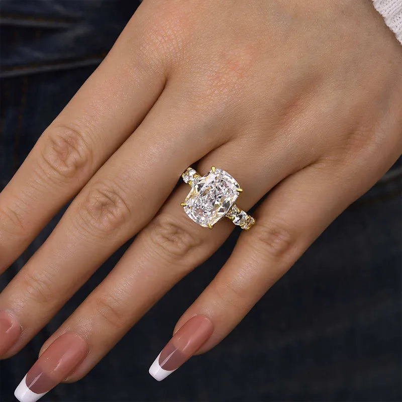 Lavish Cushion Cut 8.0ct Pave Engagement Ring In Sterling Silver