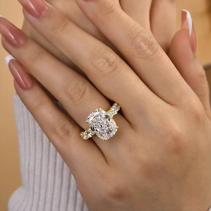 Lavish Cushion Cut 8.0ct Pave Engagement Ring In Sterling Silver