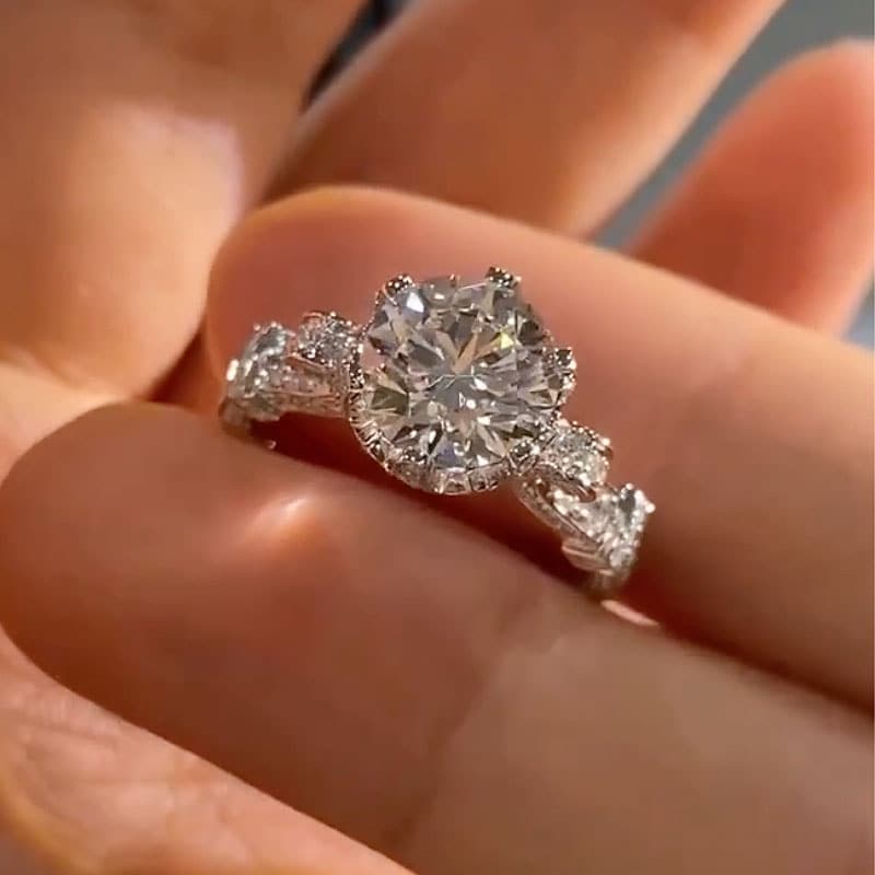 Solarii Vintage Moissanite 1.0ct Round Cut  925 Sterling Silver Engagement Ring[SALE]