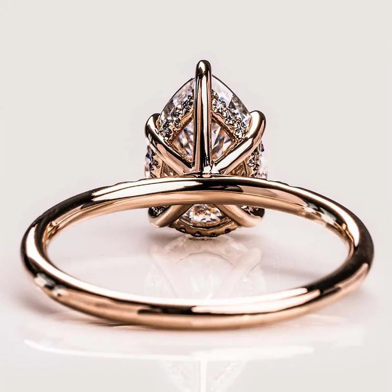 Ornate Pear Cut 3.5ct Side Stone Engagement Ring In Sterling Silver