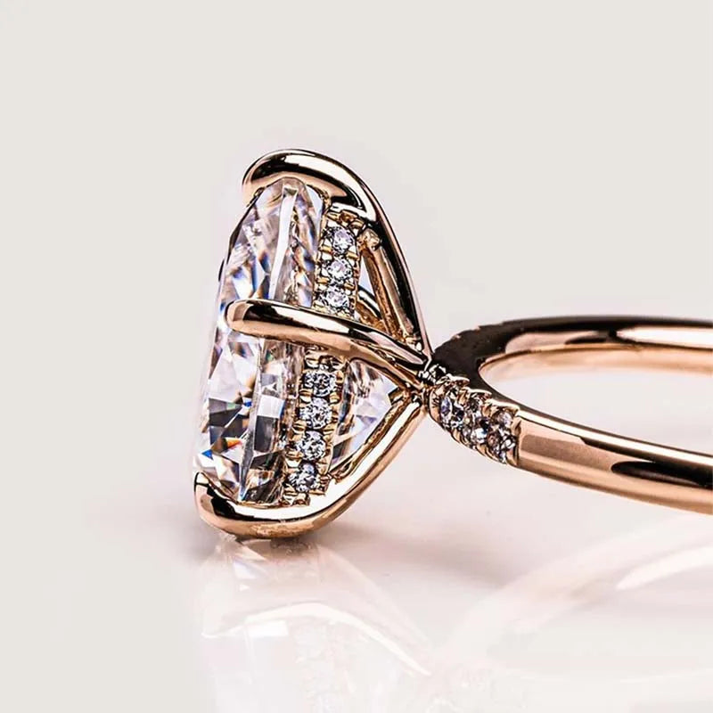 Ornate Pear Cut 3.5ct Side Stone Engagement Ring In Sterling Silver