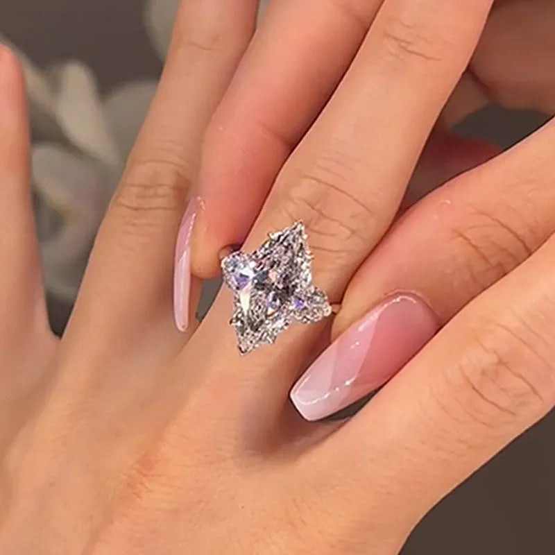 Sparkling Marquise Cut 925 Sterling Silver Engagement Ring