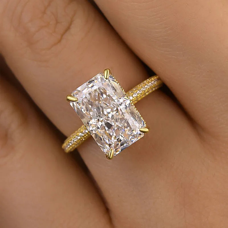 Sparkling 5.0ct Radiant Cut 925 Sterling Silver Engagement Ring