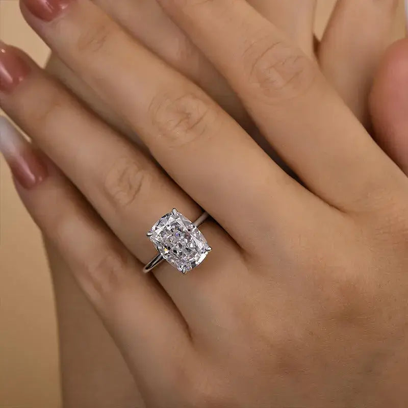 Lustrous Cushion Cut 5.0ct Sterling Silver Engagement Ring