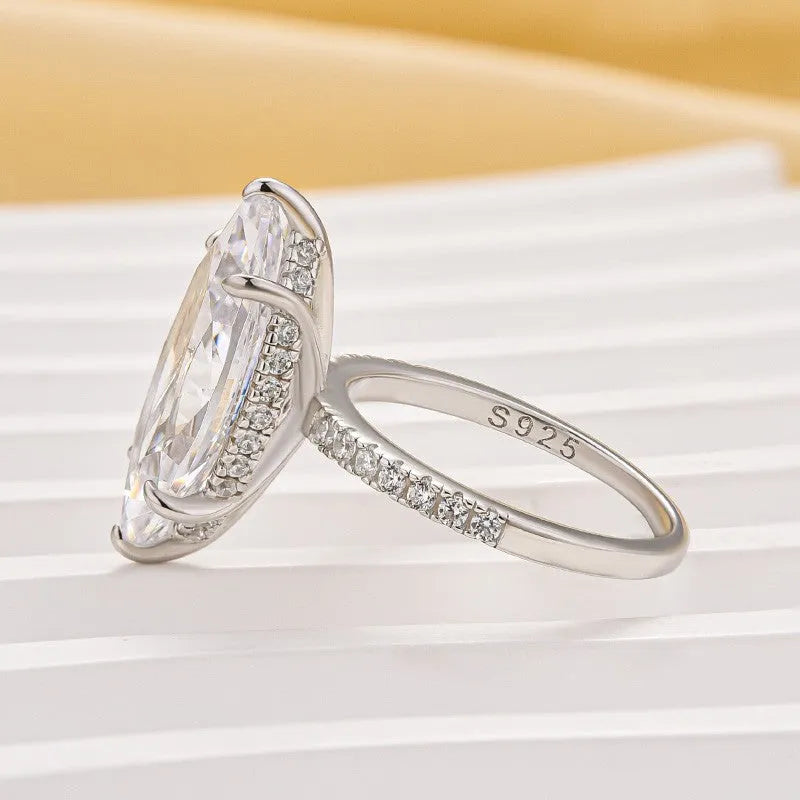 Mesmerizing Pave Marquise Cut 8.0ct Engagement Ring In Sterling Silver