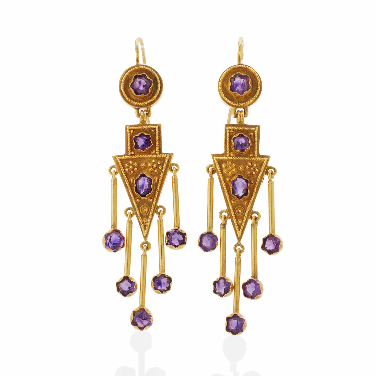 Antique 1860s Amethyst Fringe Earrings