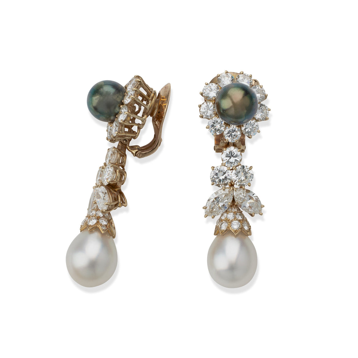 Van Cleef & Arpels Paris Diamond and Pearl Earrings