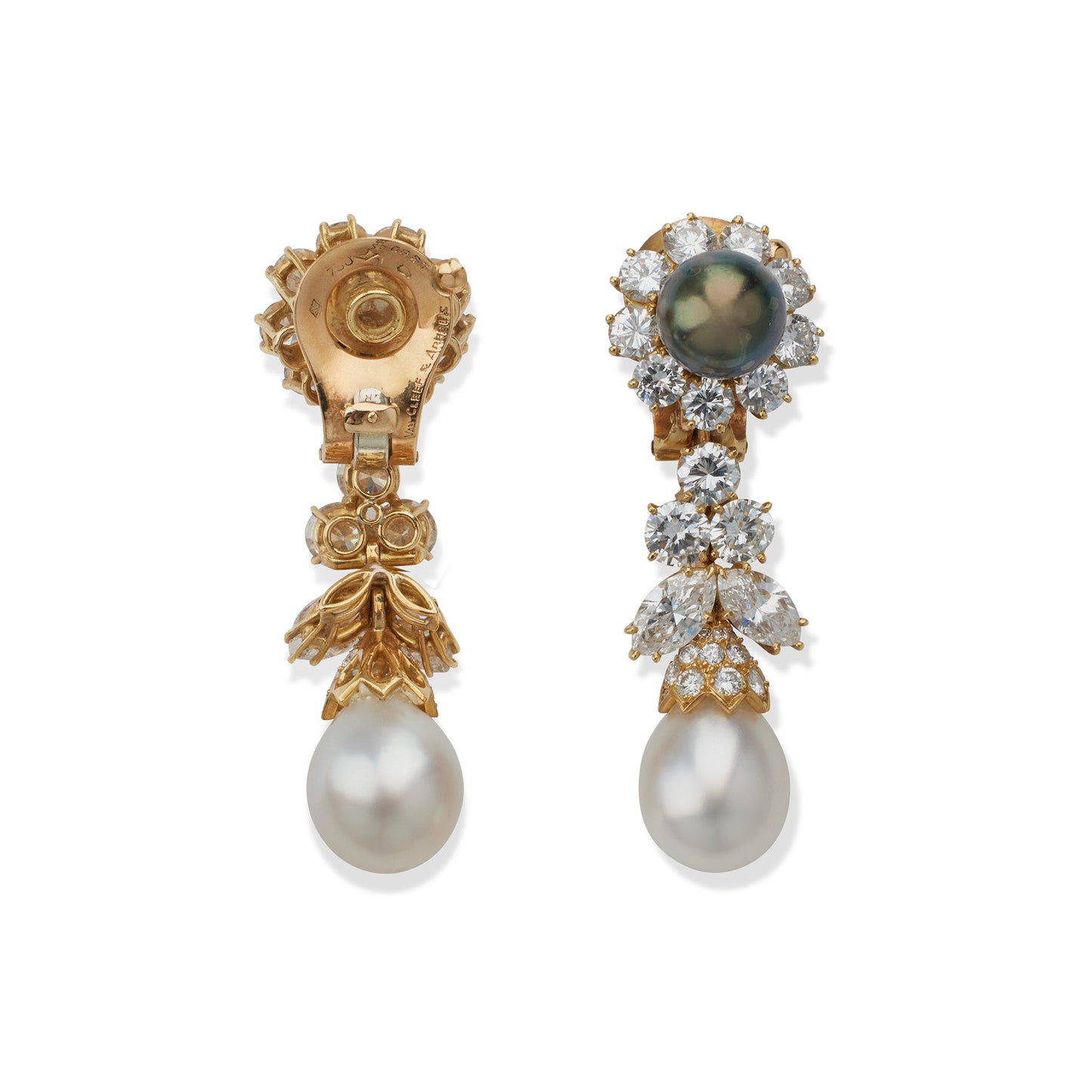 Van Cleef & Arpels Paris Diamond and Pearl Earrings