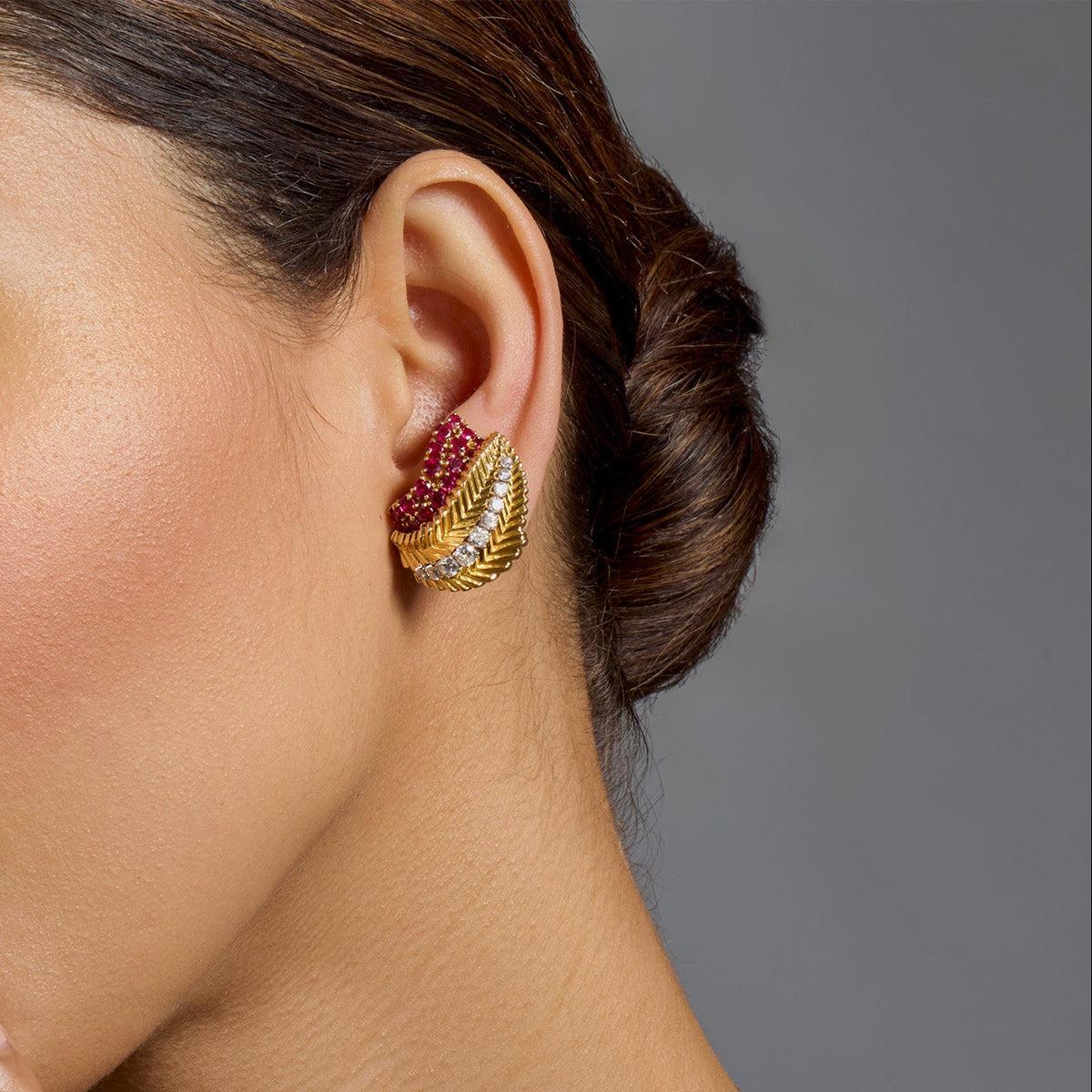 Van Cleef & Arpels Paris Mid-century Ruby and Diamond Earrings