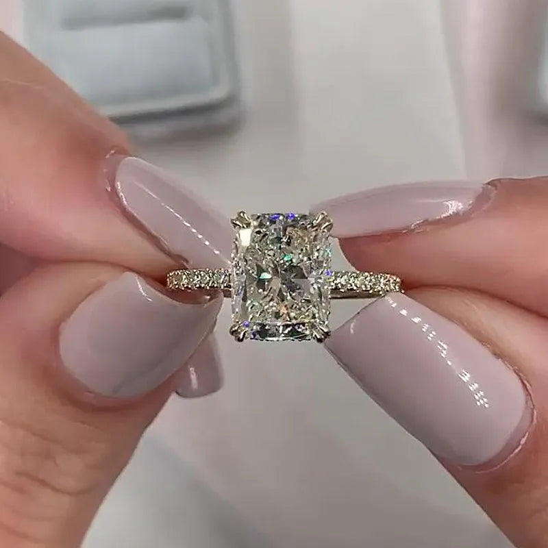 Enchanting Radiant Cut 3.5ct Hidden Halo Engagement Ring In Sterling Silver