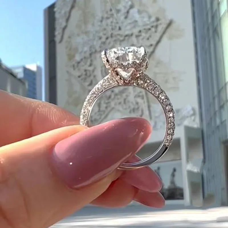 Deluxe Cushion Cut 10.0ct Pave Engagement Ring In Sterling Silver