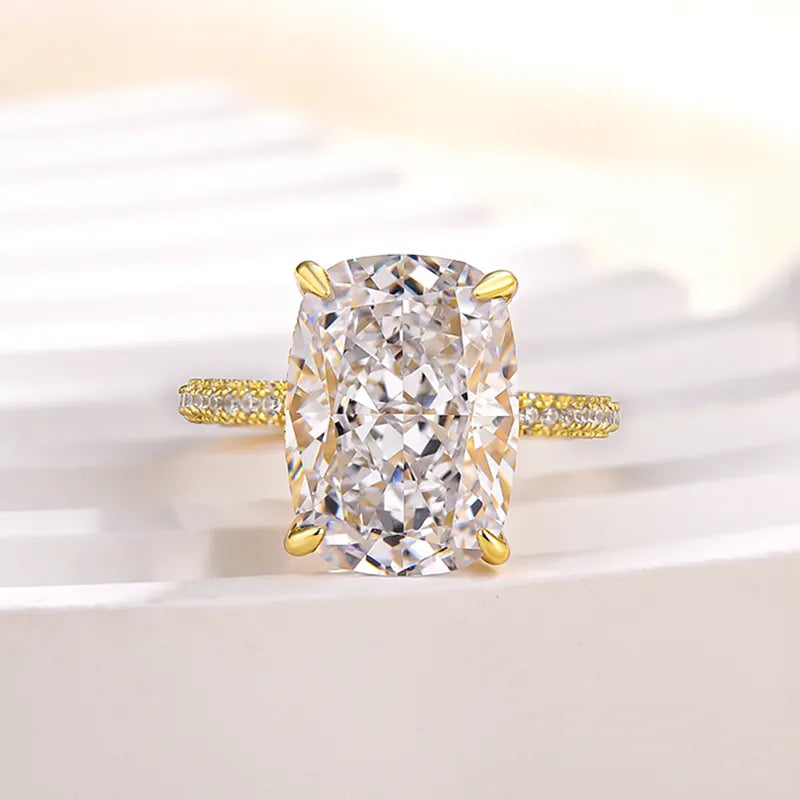Deluxe Cushion Cut 10.0ct Pave Engagement Ring In Sterling Silver