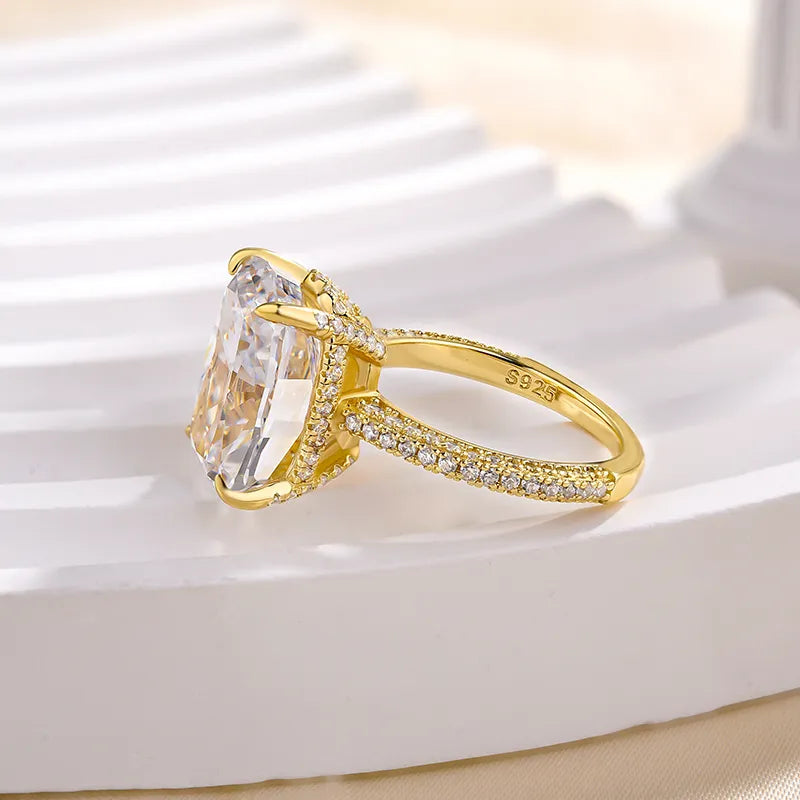 Deluxe Cushion Cut 10.0ct Pave Engagement Ring In Sterling Silver