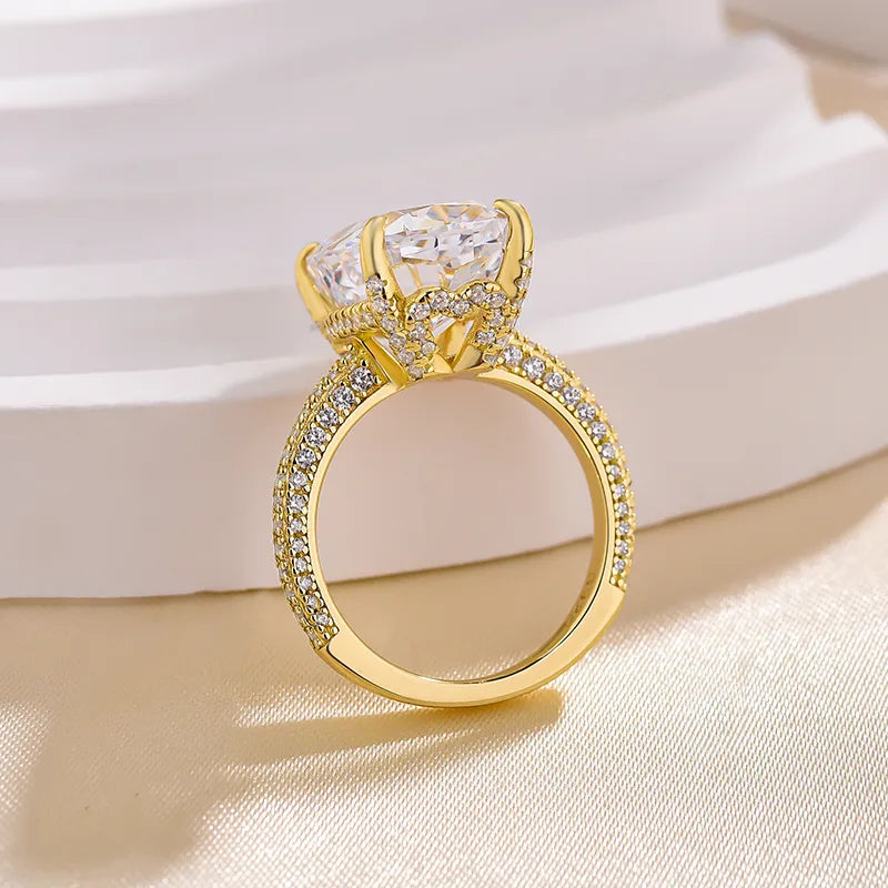 Deluxe Cushion Cut 10.0ct Pave Engagement Ring In Sterling Silver