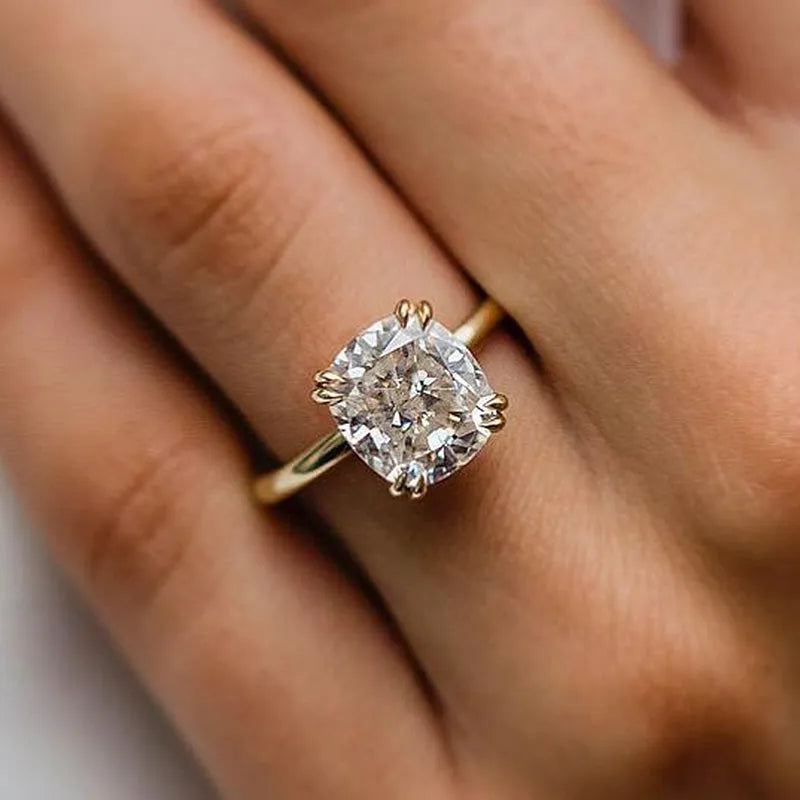 Gorgeous Cushion Cut 4.0ct Hidden Halo Engagement Ring In Sterling Silver