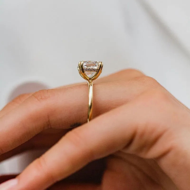 Gorgeous Cushion Cut 4.0ct Hidden Halo Engagement Ring In Sterling Silver