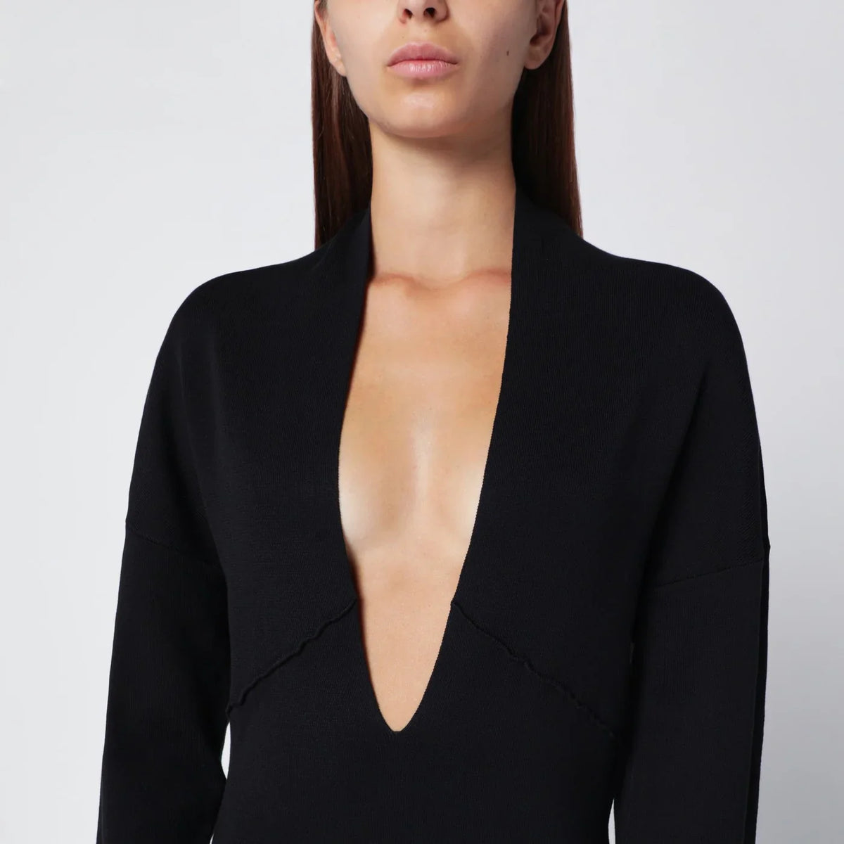 Entire Studios - Black long dress with wide neckline