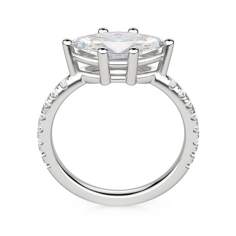 East-West Basket Marquise Cut Moissanite Pave Engagement Ring