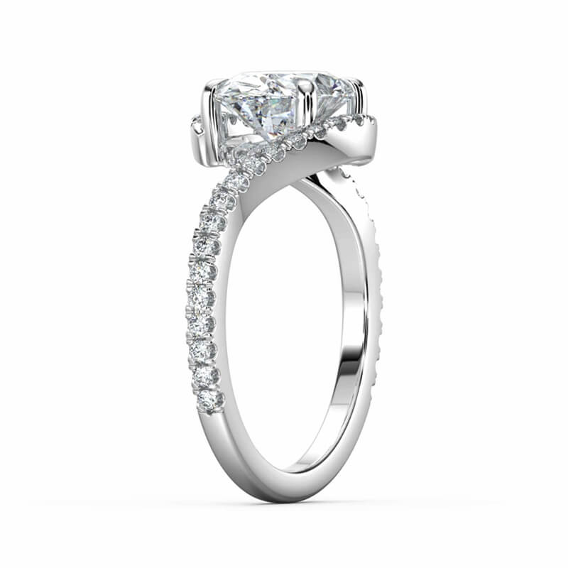 East-West Bypass Oval Moissanite Pave Engagement Ring