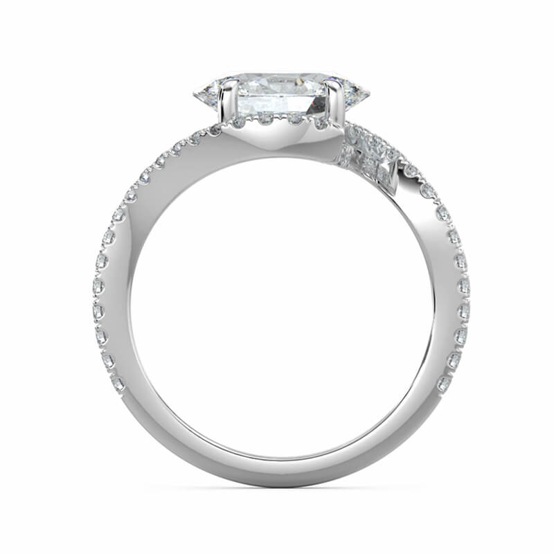 East-West Bypass Oval Moissanite Pave Engagement Ring