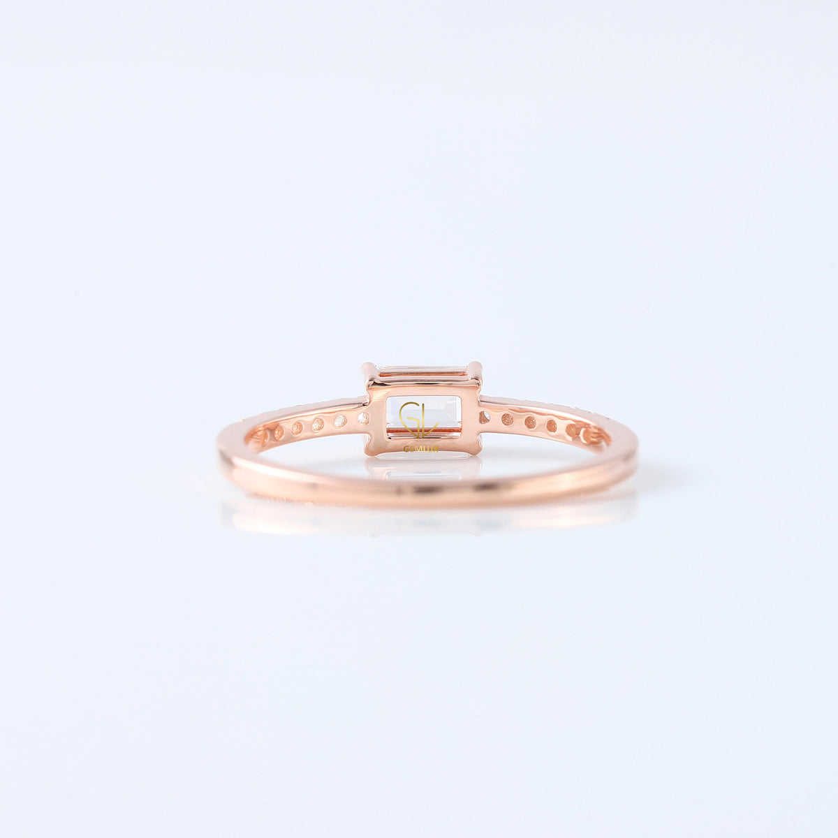 East West Emerald Cut Lab Grown Diamond Accent Ring