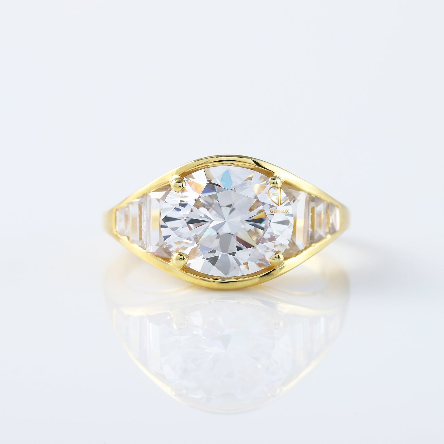 East to West 5 Ct Oval Cut Lab Grown Diamond Engagement Ring