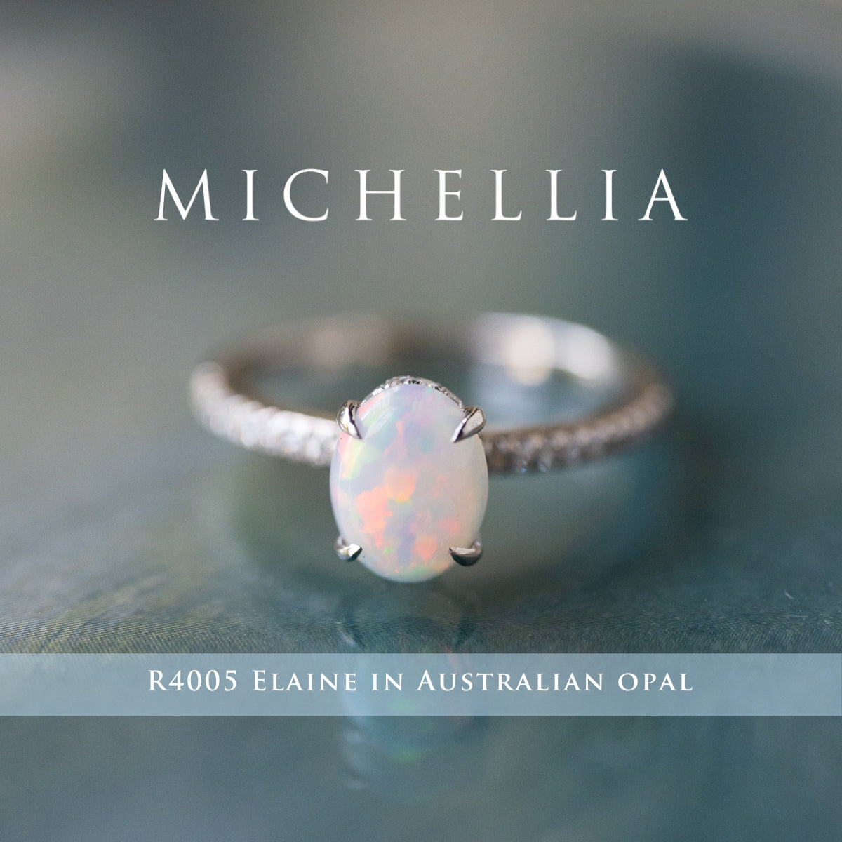 [Elaine] Modern Classic Oval Solitaire Ring in Natural Australian Opal