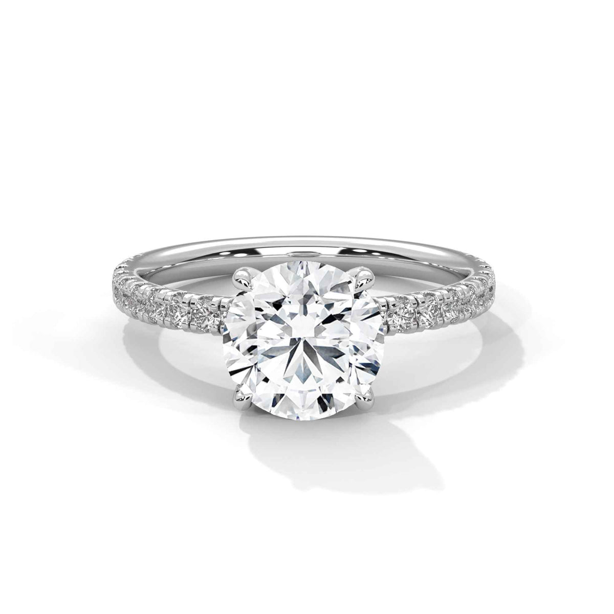 2 Carat Round Cut Lab Grown Diamond Hidden Halo Engagement Ring