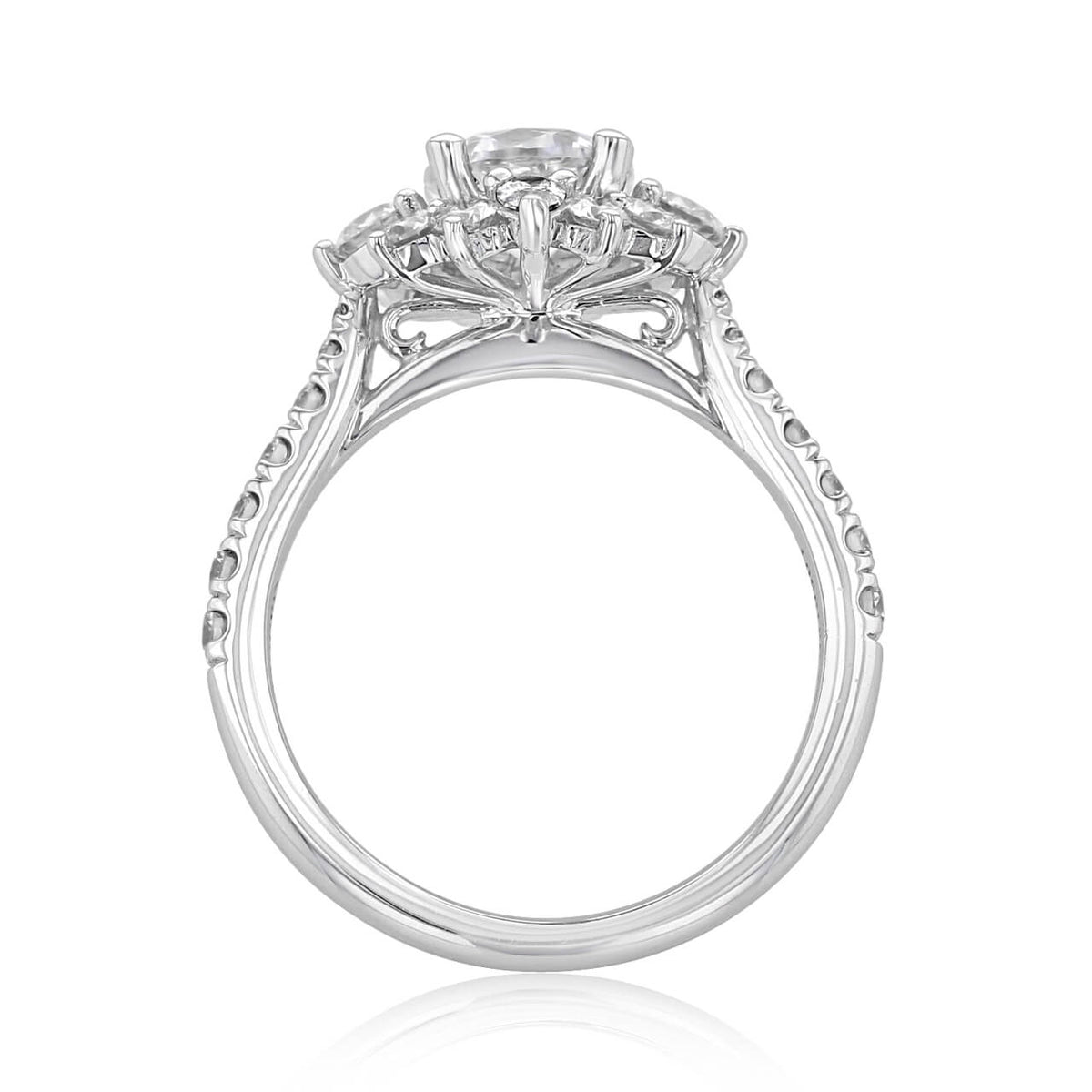 Elegant Halo Round Moissanite Pave Engagement Ring