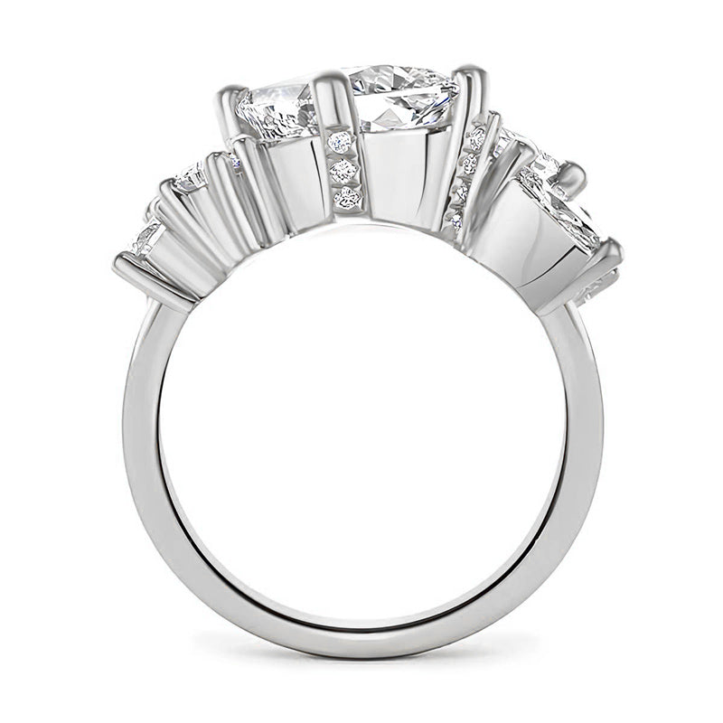 Elongated Cushion Moissanite Cluster Engagement Ring