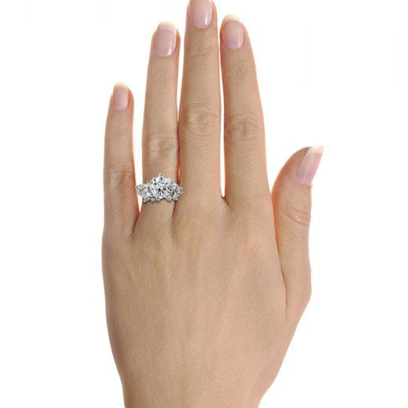 Elongated Cushion Moissanite Cluster Engagement Ring