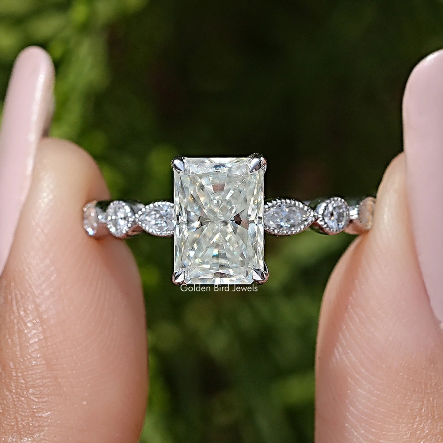 Radiant Cut Moissanite Engagement Ring
