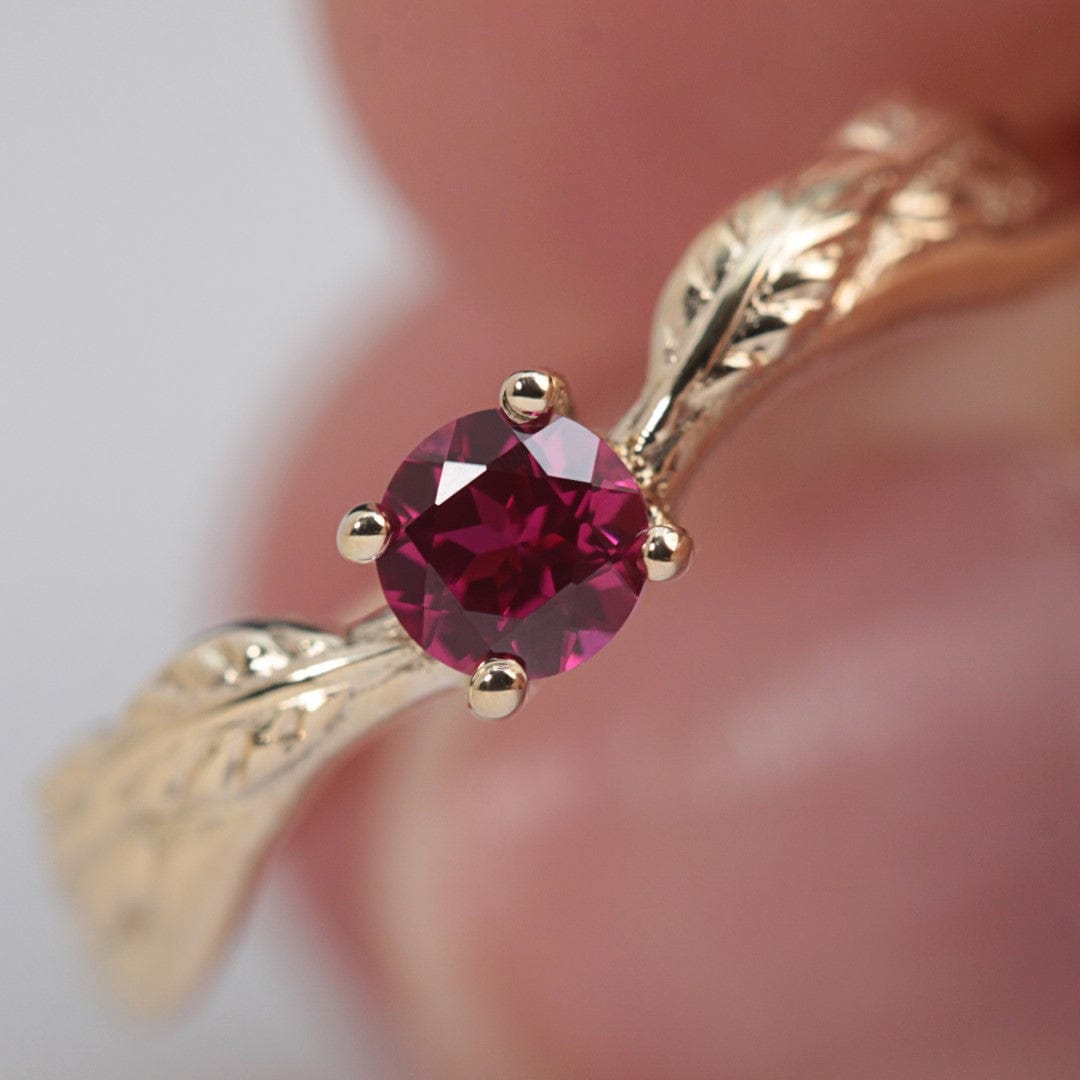 Ember Ruby Leaf Ring