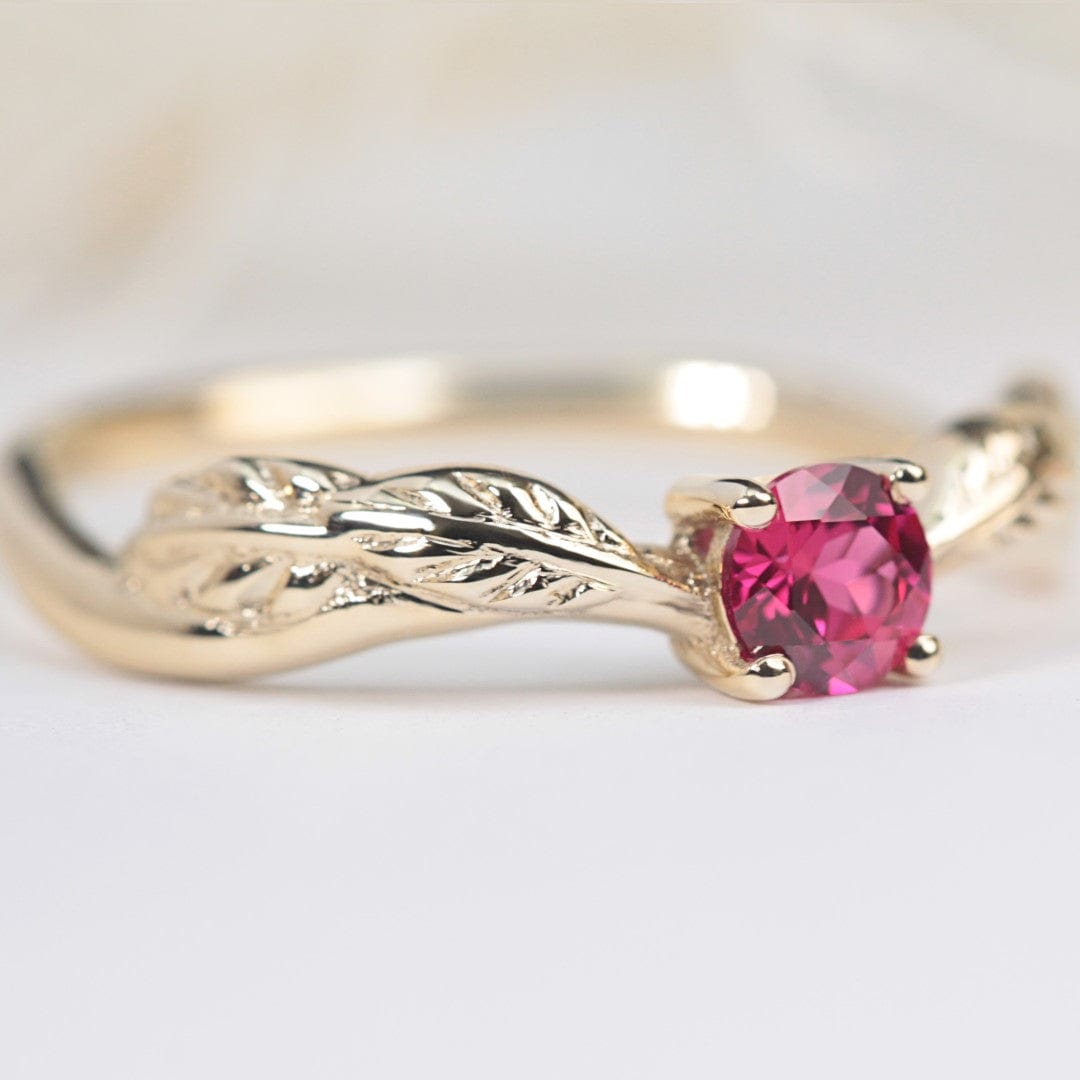 Ember Ruby Leaf Ring