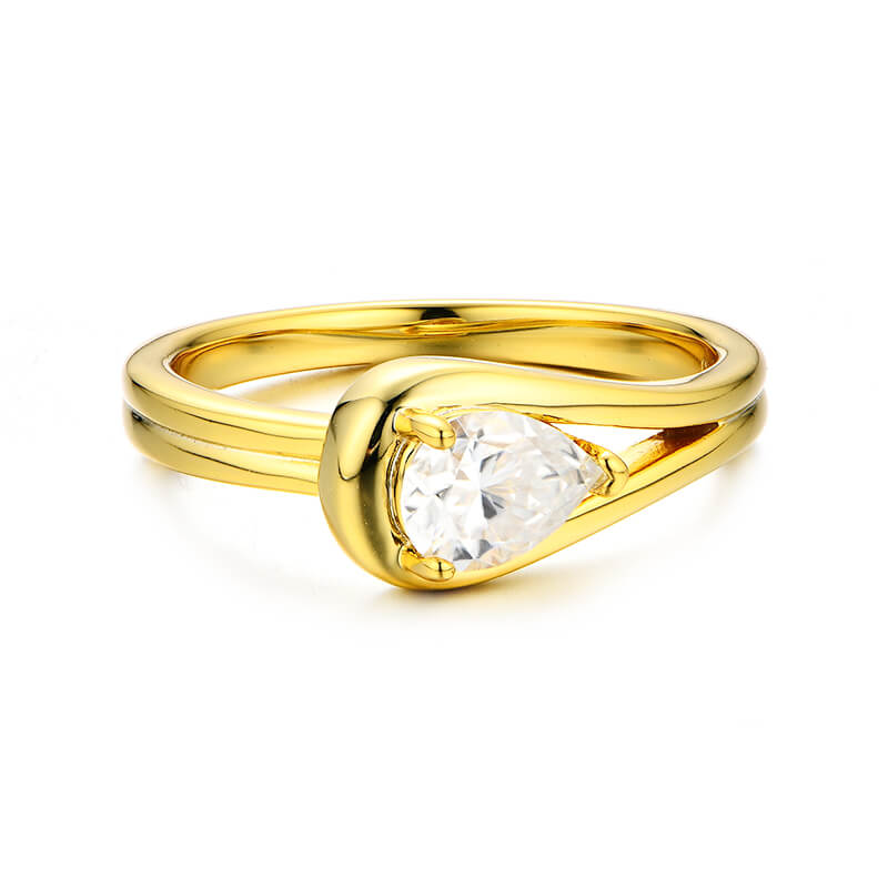 Embrace Solitaire Pear Cut Moissanite Engagement Ring