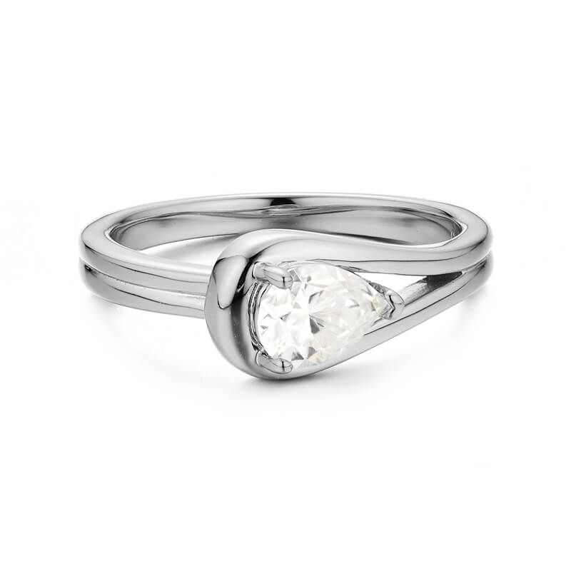 Embrace Solitaire Pear Cut Moissanite Engagement Ring