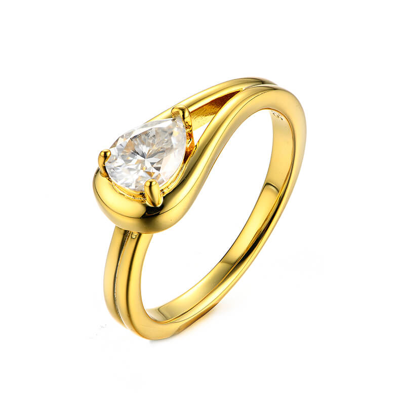 Embrace Solitaire Pear Cut Moissanite Engagement Ring