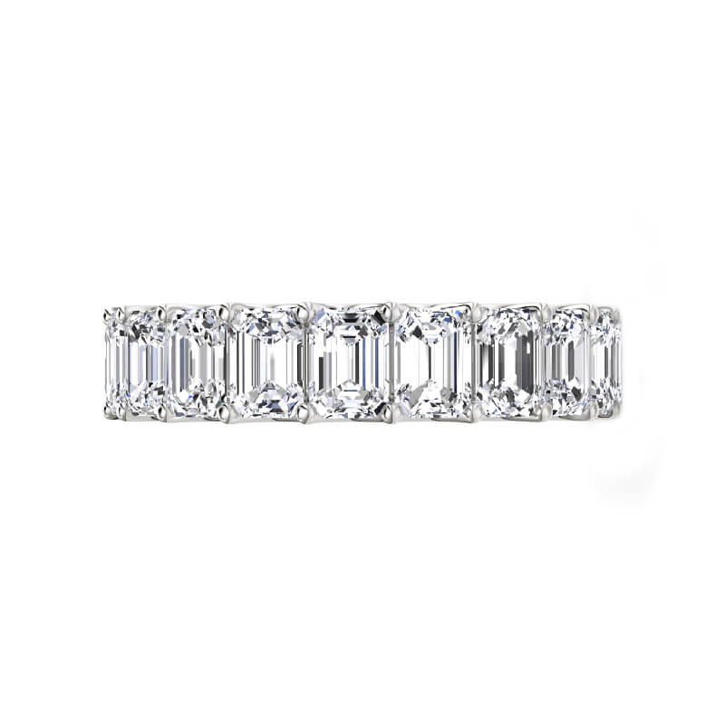 Emerald-Cut Moissanite Eternity Wedding Band Ring In Sterling Silver