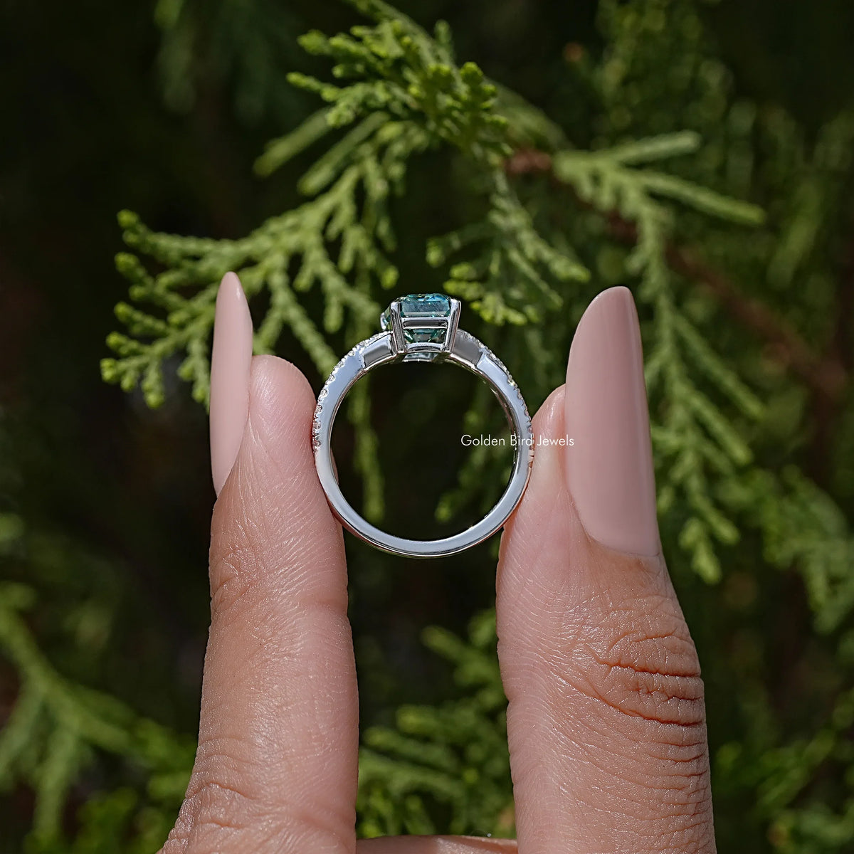 Emerald Cut Moissanite Twisted Wedding Ring